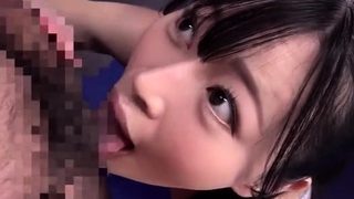 Horny japanese teen gagging for big asian cock in her throat